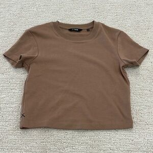 Cuts Clothing Mocha Brown Women’s Cropped Slim Fit Short Sleeve Tomboy Tee New